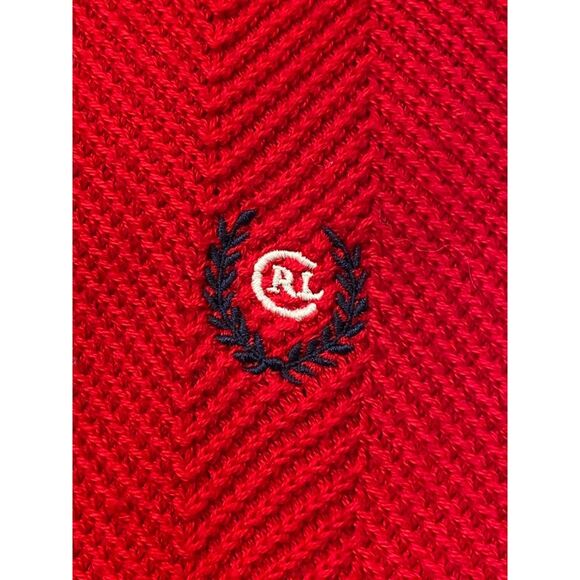Chaps Ralph Lauren Mens Sweater Red Herringbone Hand Framed Vtg Md - Picture 3 of 10